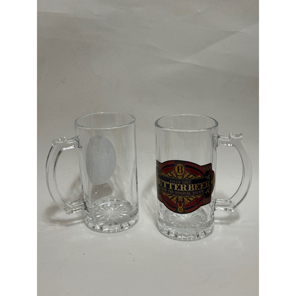 Harry Potter Universal Studios Butterbeer Glass Mugs Set of 2 Different Steins - Picture 3 of 16
